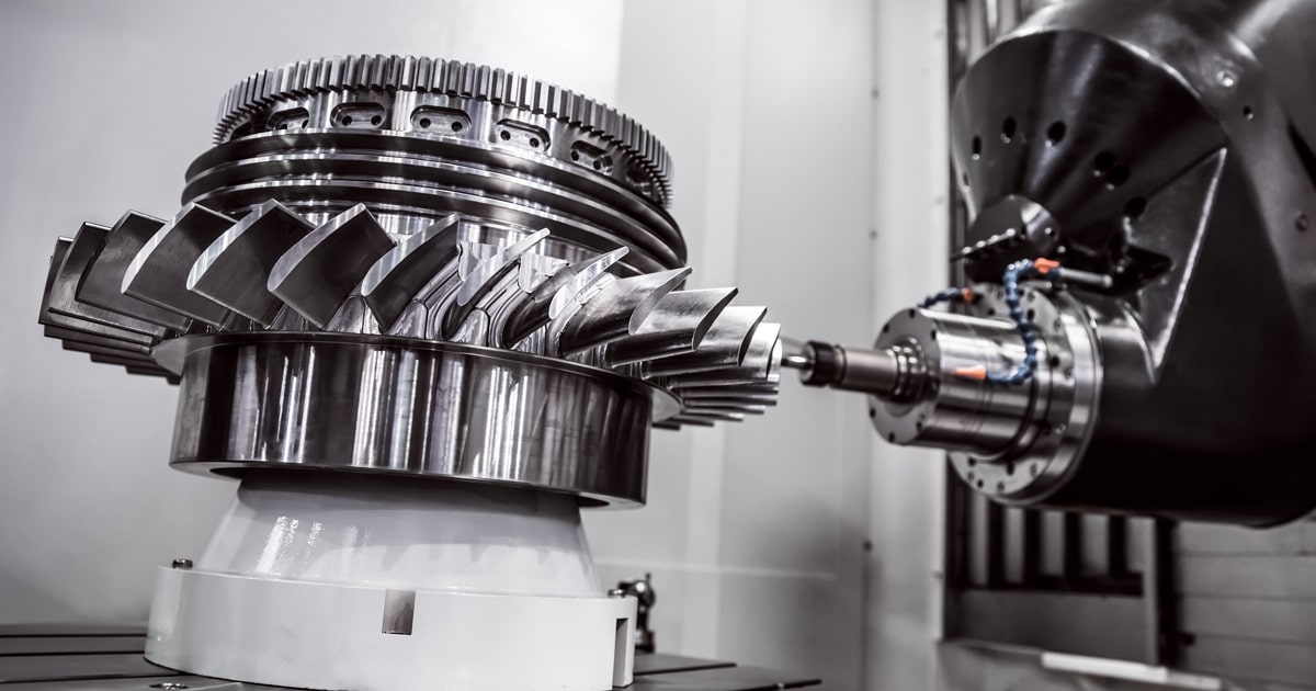 Close-up of precision investment casting turbine blade