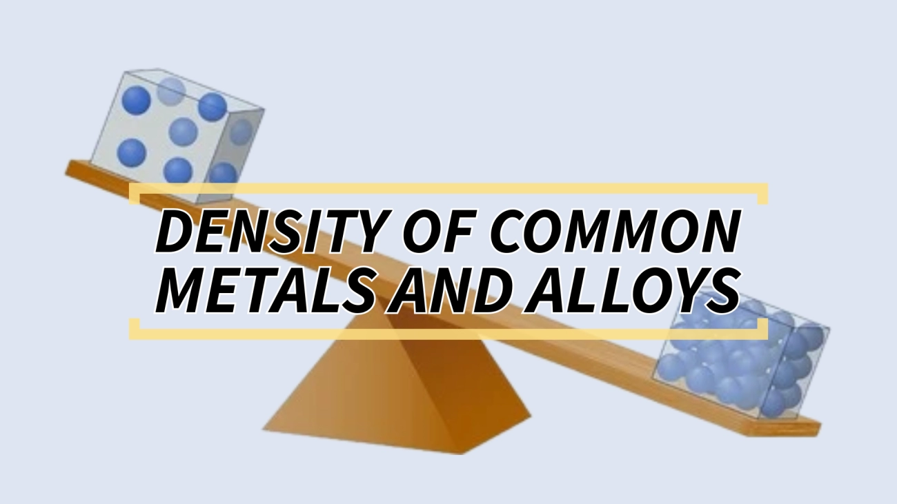 Density of metals mass per volume units
